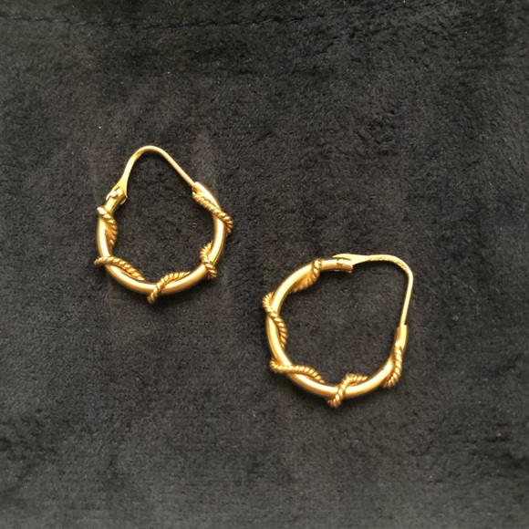 Dainty Gold Tone Lightweight Twisted Hoop Earrings - Picture 3 of 10